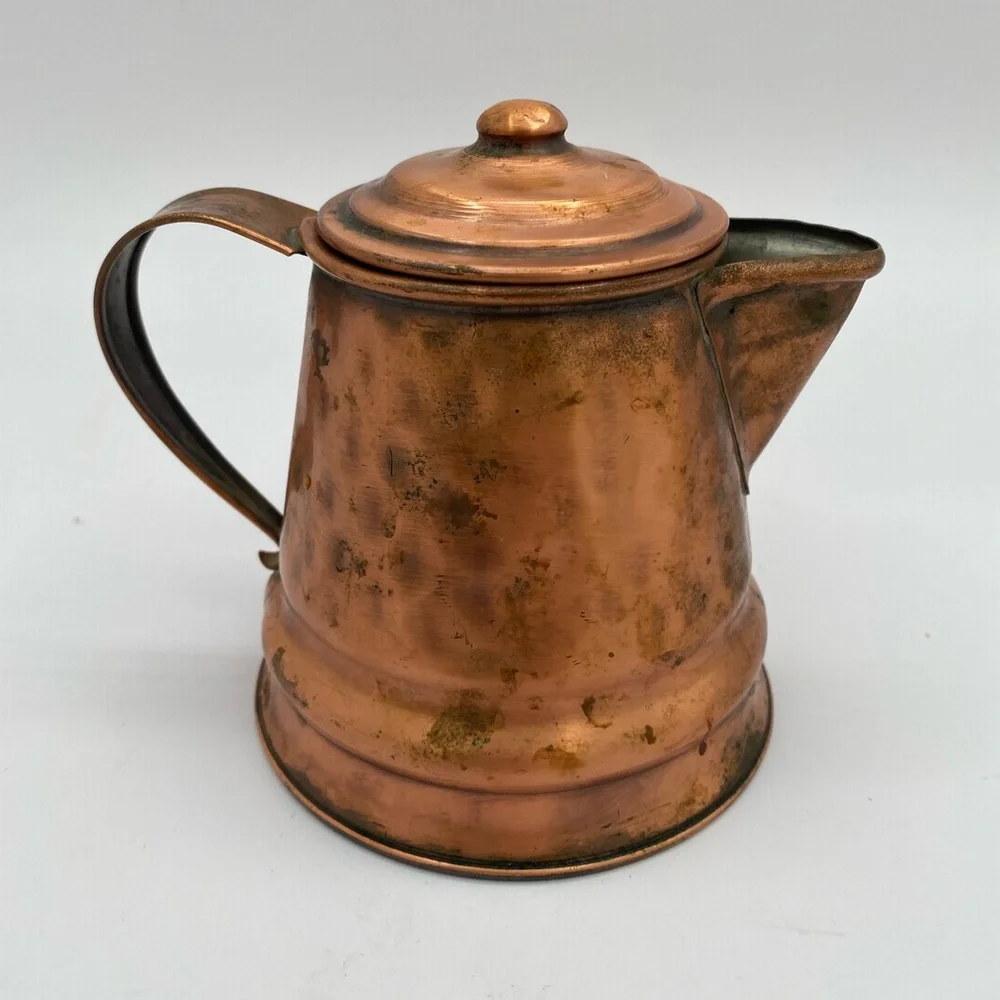 Revere Solid Copper Hammered Teapot Pitcher Made in USA  1970s Vintage MCM